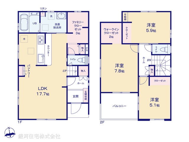 G00393901 千葉県松戸市新松戸南２丁目 新築一戸建て 5380万円【間取図】