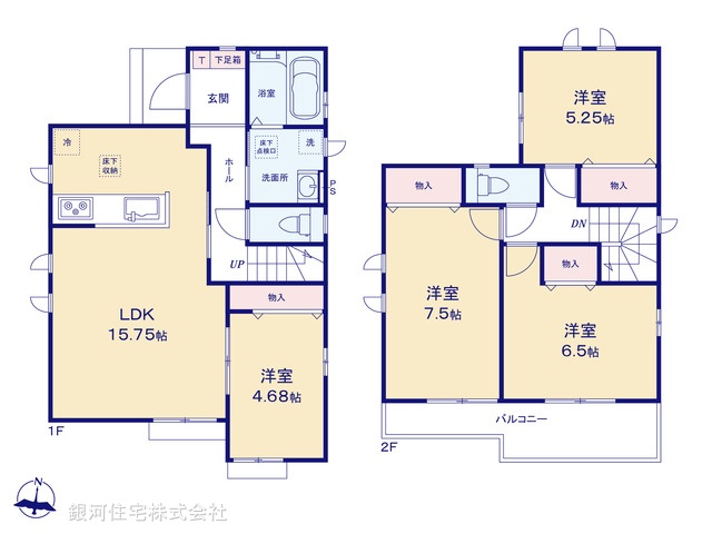 G00394240 神奈川県横浜市保土ヶ谷区境木本町 新築一戸建て 6190万円【間取図】