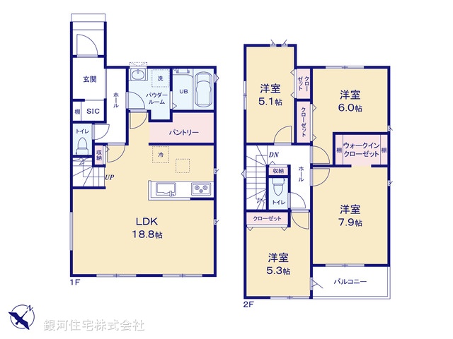 G00394279 神奈川県相模原市中央区上溝４丁目 新築一戸建て 4190万円【間取図】