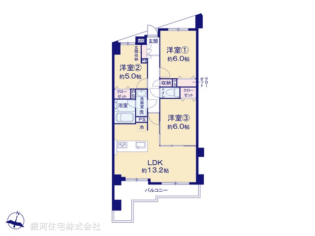 G00394287 神奈川県藤沢市片瀬海岸１丁目 中古マンション 4999万円【間取図】