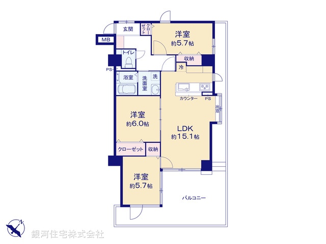 G00394450 千葉県松戸市胡録台 中古マンション 2090万円【間取図】