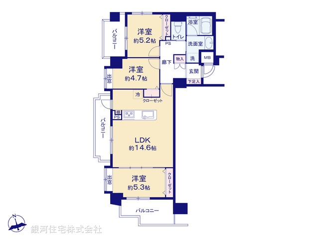 G00394839 神奈川県横浜市都筑区中川中央１丁目 中古マンション 6799万円【間取図】