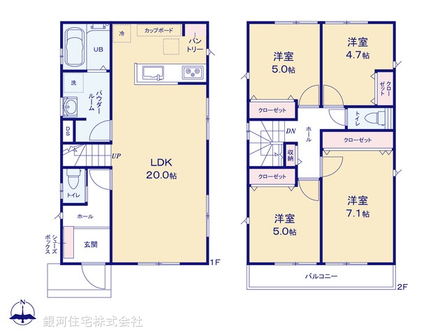 G00395117 神奈川県横浜市青葉区荏田西３丁目 新築一戸建て 7890万円【間取図】