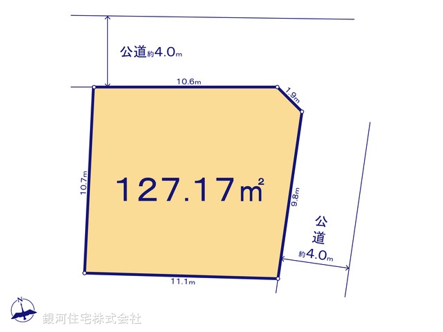 G00395172 埼玉県桶川市朝日３丁目 土地 2080万円【区画図】