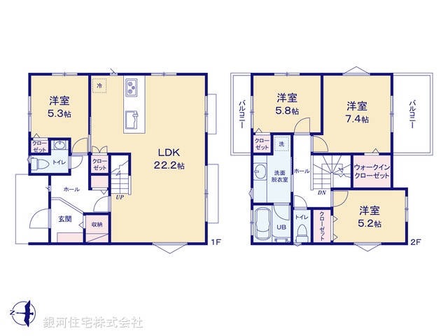 G00395274 神奈川県横浜市港北区篠原東２丁目 新築一戸建て 5980万円【間取図】