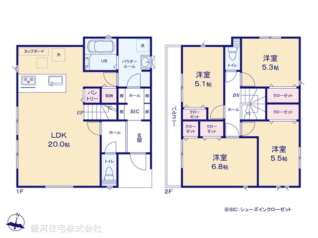 G00395282 神奈川県横浜市旭区東希望が丘 新築一戸建て 5890万円【間取図】