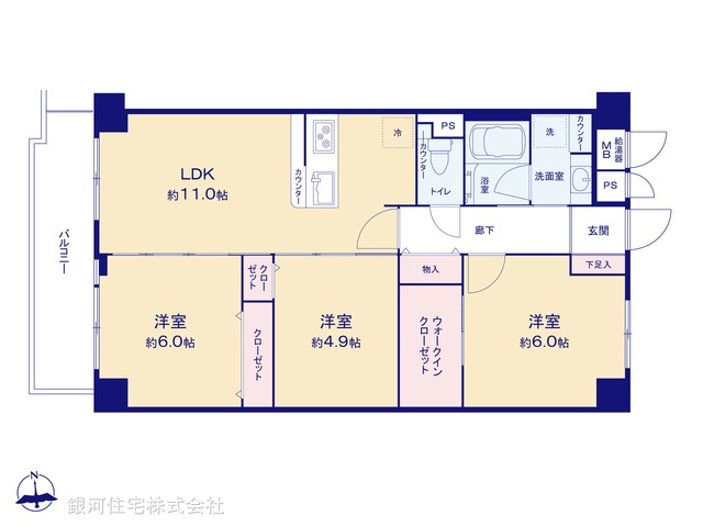 G00395356 東京都江東区南砂１丁目 中古マンション 4999万円【間取図】