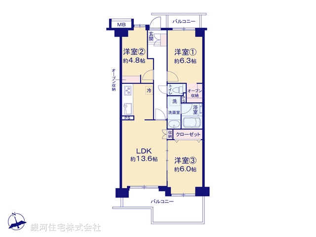 G00395990 千葉県船橋市二子町 中古マンション 3590万円【間取図】