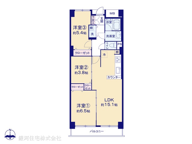 G00396002 神奈川県横浜市戸塚区前田町 中古マンション 3299万円【間取図】