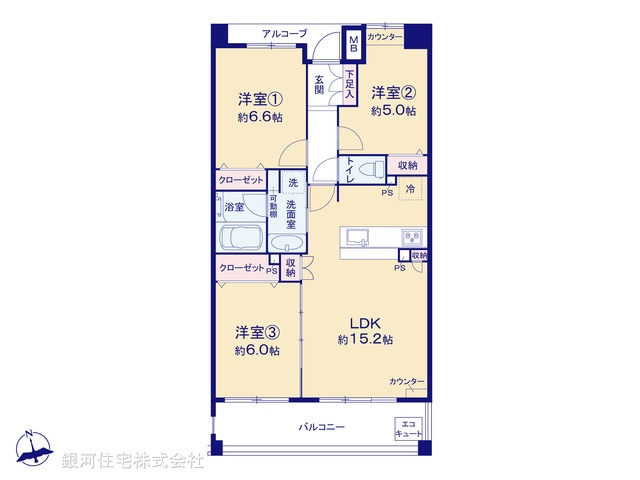 G00396003 神奈川県横浜市金沢区富岡東２丁目 中古マンション 3999万円【間取図】