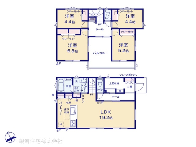 G00396048 神奈川県横浜市都筑区東山田４丁目 新築一戸建て 7680万円【間取図】