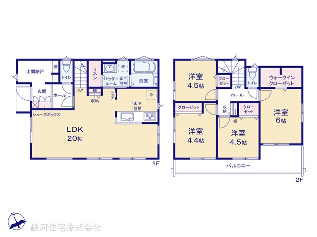 G00396052 神奈川県横浜市都筑区東山田４丁目 新築一戸建て 7480万円【間取図】