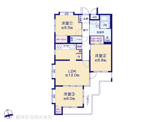 G00396056 千葉県松戸市八ヶ崎７丁目 中古マンション 2980万円【間取図】