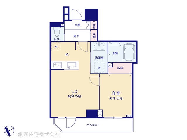 G00396134 東京都荒川区西日暮里２丁目 中古マンション 5980万円 専有面積33.71m² (約10.19坪) 間取り１ＬＤＫ 所在階6階 築年月2008年04月(築18年)【間取図】