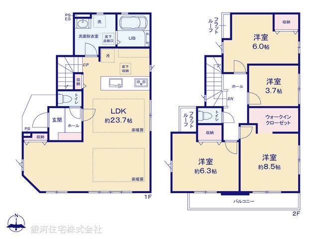 G00396239 東京都国立市北２丁目 新築一戸建て 9749万円【間取図】