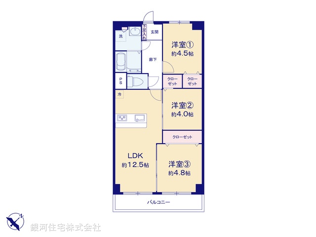G00396285 埼玉県和光市白子２丁目 中古マンション 2880万円【間取図】