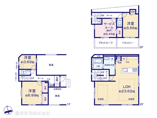 G00396321 東京都葛飾区鎌倉４丁目 新築一戸建て 8299万円【間取図】