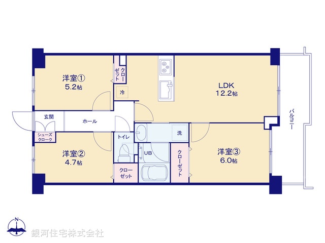 G00396326 東京都足立区西綾瀬３丁目 中古マンション 4299万円【間取図】