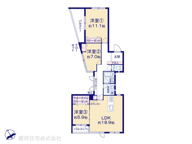 G00396338 神奈川県横浜市保土ヶ谷区境木本町 中古マンション 5380万円【間取図】
