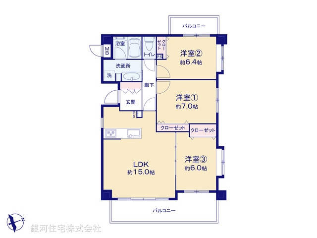 G00396968 東京都多摩市鶴牧１丁目 中古マンション 4680万円【間取図】