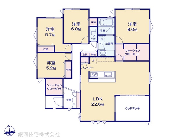 G00397204 千葉県鎌ヶ谷市くぬぎ山４丁目 新築一戸建て 5680万円【間取図】