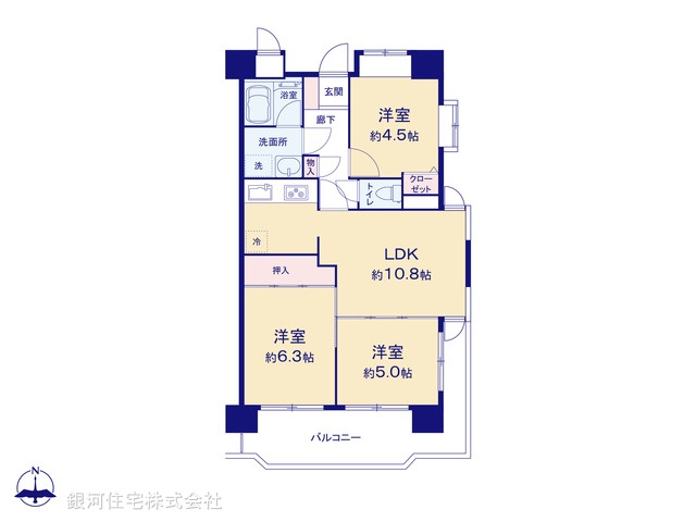G00397563 埼玉県川口市並木１丁目 中古マンション 3899万円【間取図】