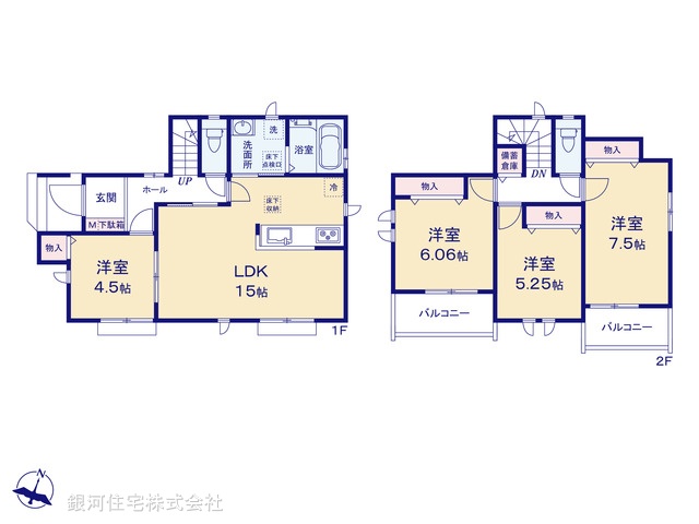 G00397573 東京都国立市谷保７丁目 新築一戸建て 5890万円【間取図】