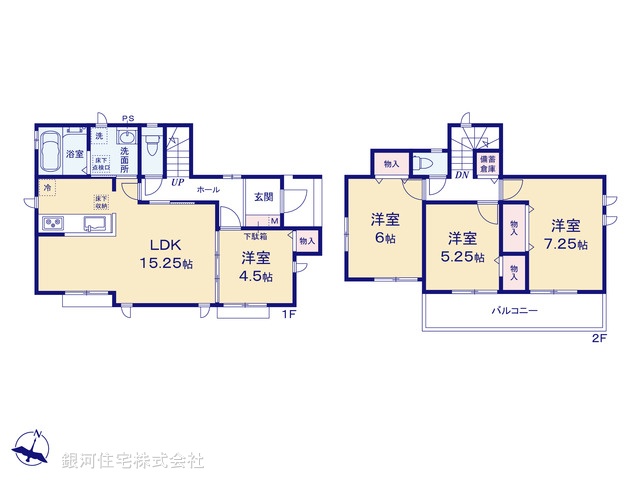 G00397574 東京都国立市谷保７丁目 新築一戸建て 5890万円【間取図】