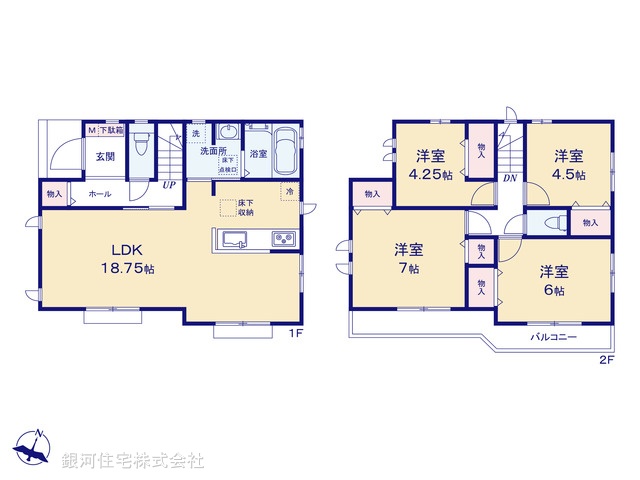 G00397576 東京都国立市谷保７丁目 新築一戸建て 5690万円【間取図】