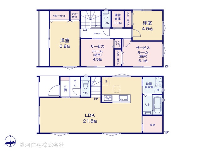 G00397619 神奈川県横浜市港北区下田町３丁目 新築一戸建て 6760万円【間取図】
