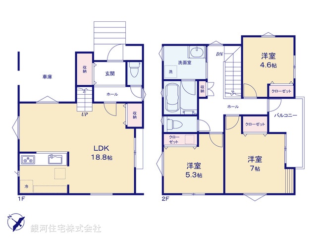 G00397645 神奈川県大和市草柳１丁目 新築一戸建て 5680万円【間取図】