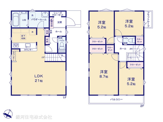 G00397753 神奈川県伊勢原市八幡台２丁目 新築一戸建て 4199万円【間取図】