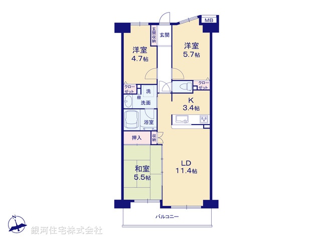 G00397888 埼玉県入間市東藤沢２丁目 中古マンション 2280万円【間取図】