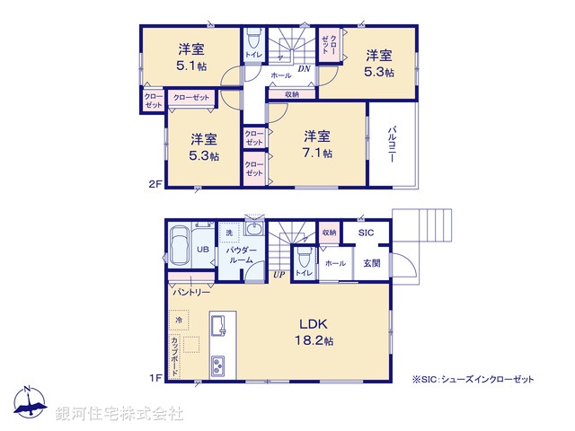 G00397924 神奈川県横浜市緑区霧が丘２丁目 新築一戸建て 6190万円【間取図】