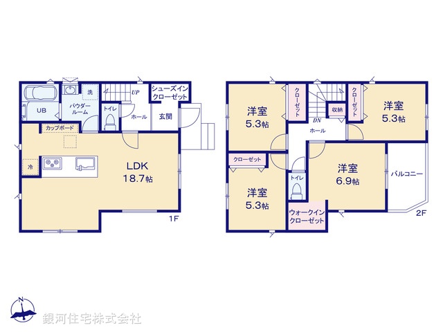 G00397925 神奈川県横浜市緑区霧が丘２丁目 新築一戸建て 5990万円【間取図】