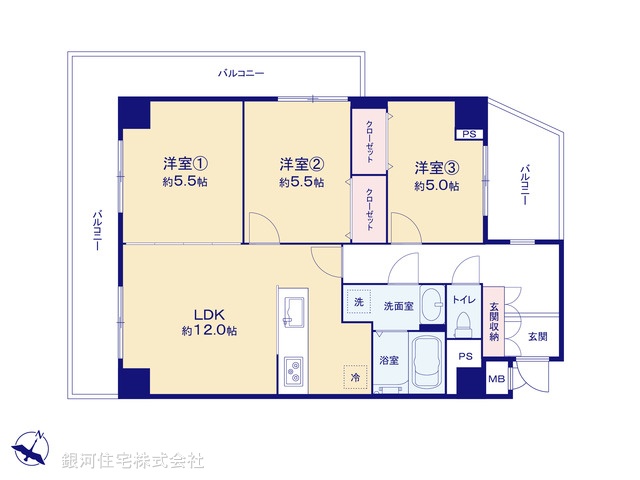 G00398121 埼玉県蕨市中央２丁目 中古マンション 3880万円【間取図】