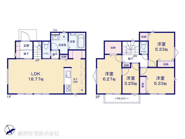 G00398739 東京都昭島市玉川町５丁目 新築一戸建て 5380万円【間取図】