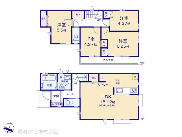 G00398828 東京都国立市谷保７丁目 新築一戸建て 5590万円【間取図】