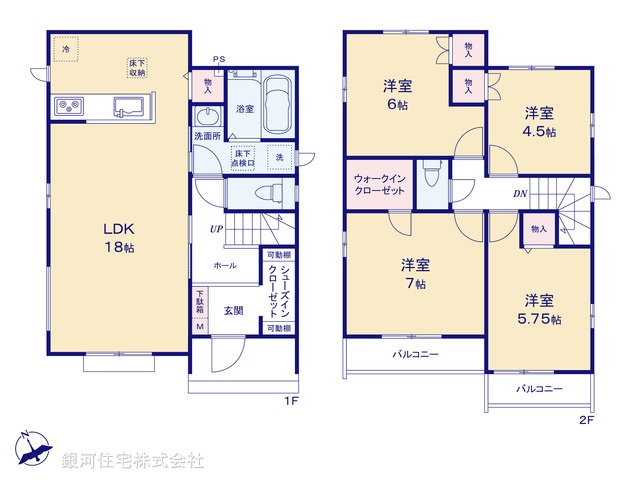 G00398885 東京都足立区青井６丁目 新築一戸建て 6790万円【間取図】