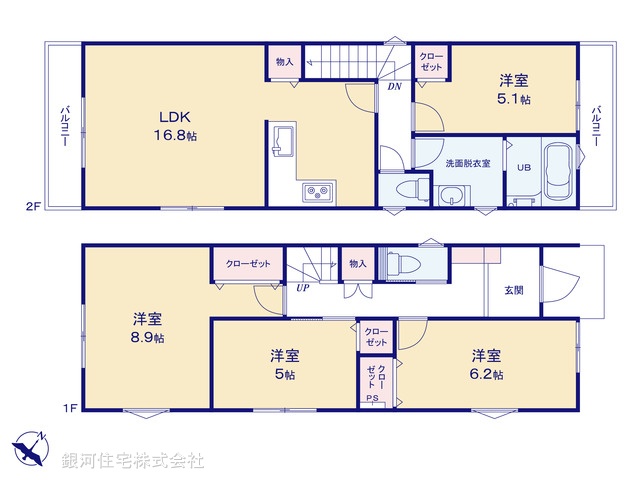 G00398997 神奈川県横浜市磯子区森が丘１丁目 新築一戸建て 5680万円【間取図】