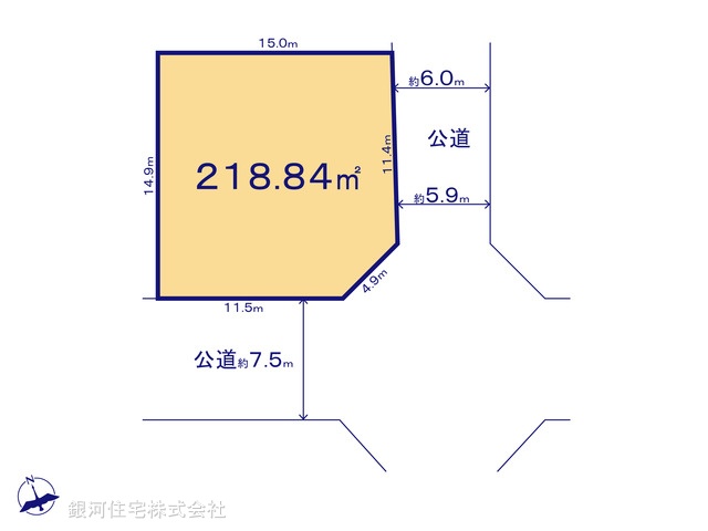 G00399343 千葉県四街道市千代田３丁目 土地 2500万円【区画図】