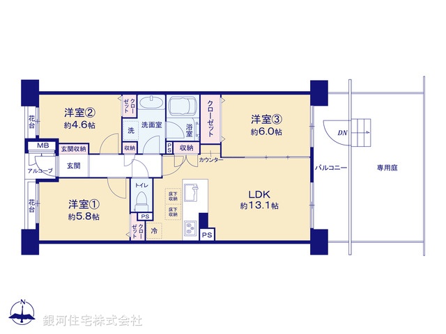 G00399365 千葉県船橋市前原西４丁目 中古マンション 3390万円【間取図】