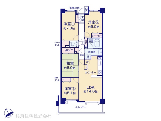 G00399473 神奈川県横浜市鶴見区梶山１丁目 中古マンション 4299万円【間取図】