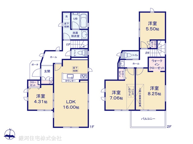 G00399487 神奈川県茅ヶ崎市香川３丁目 新築一戸建て 4580万円【間取図】