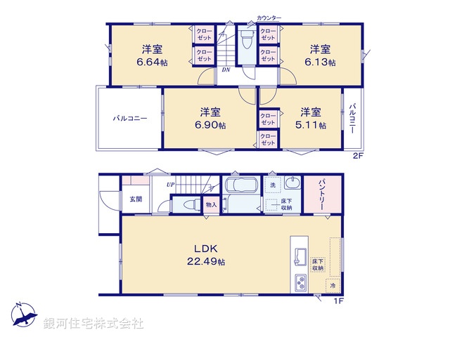 G00399521 千葉県市川市北方２丁目 新築一戸建て 6780万円【間取図】