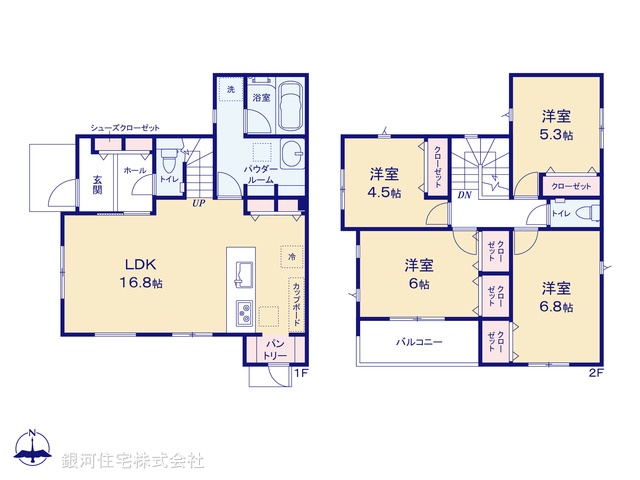 G00399557 神奈川県小田原市南町３丁目 新築一戸建て 4698万円【間取図】
