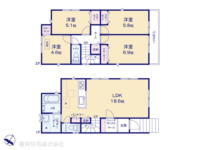 G00399768 神奈川県鎌倉市腰越２丁目 新築一戸建て 6590万円【間取図】