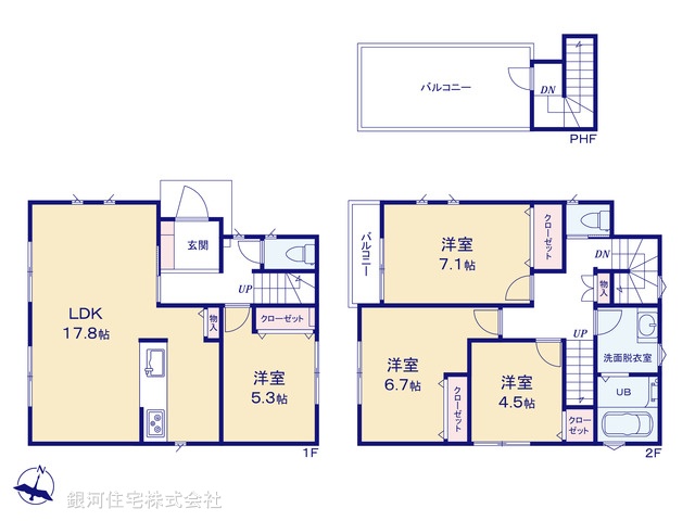 G00399873 神奈川県横浜市磯子区栗木１丁目 新築一戸建て 4580万円【間取図】