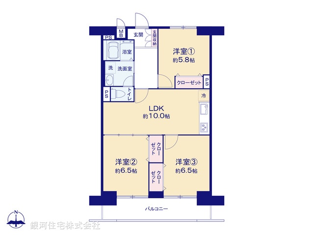 G00399963 埼玉県所沢市中新井３丁目 中古マンション 1780万円【間取図】